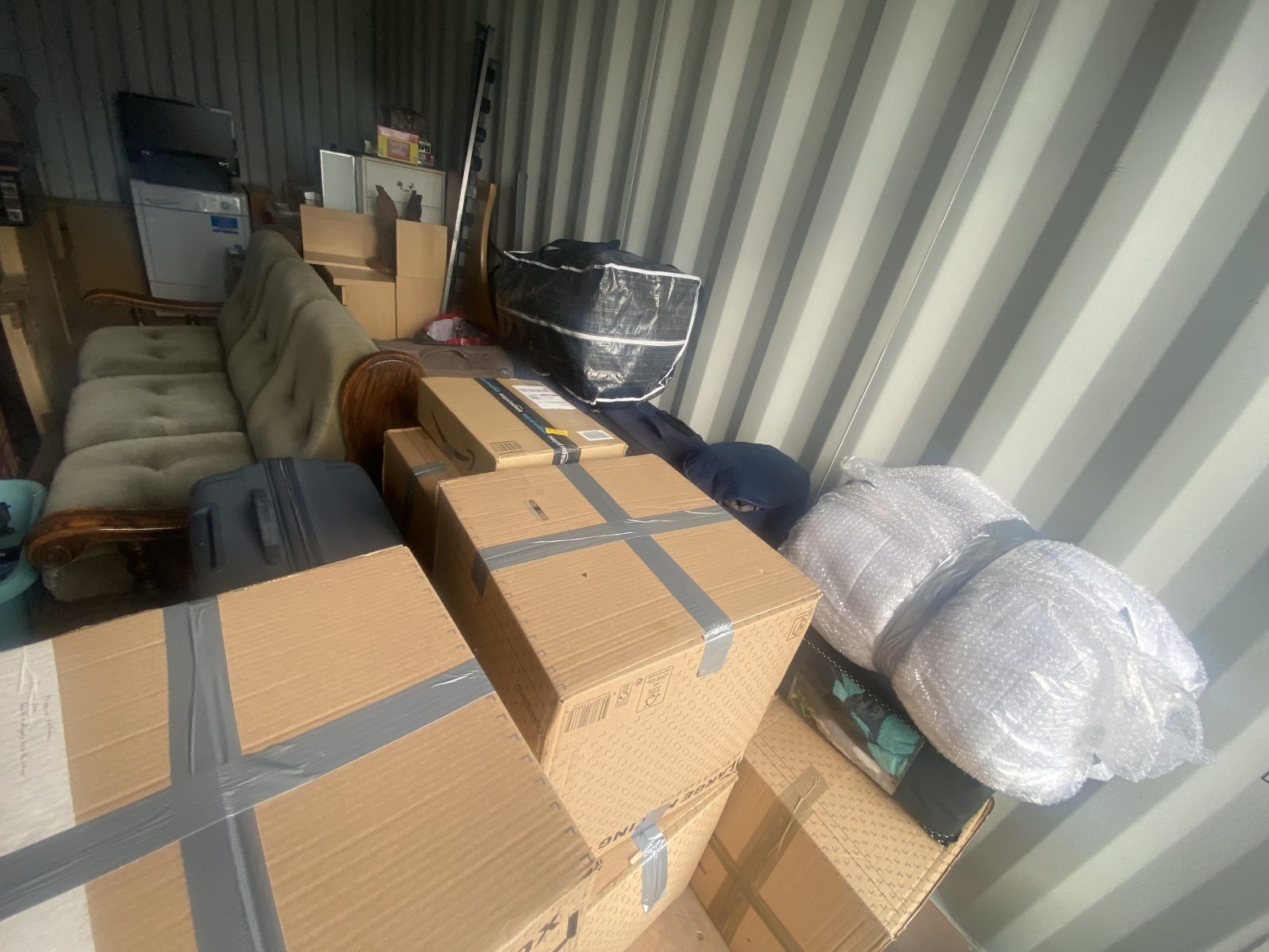 Furniture inside a shipping container