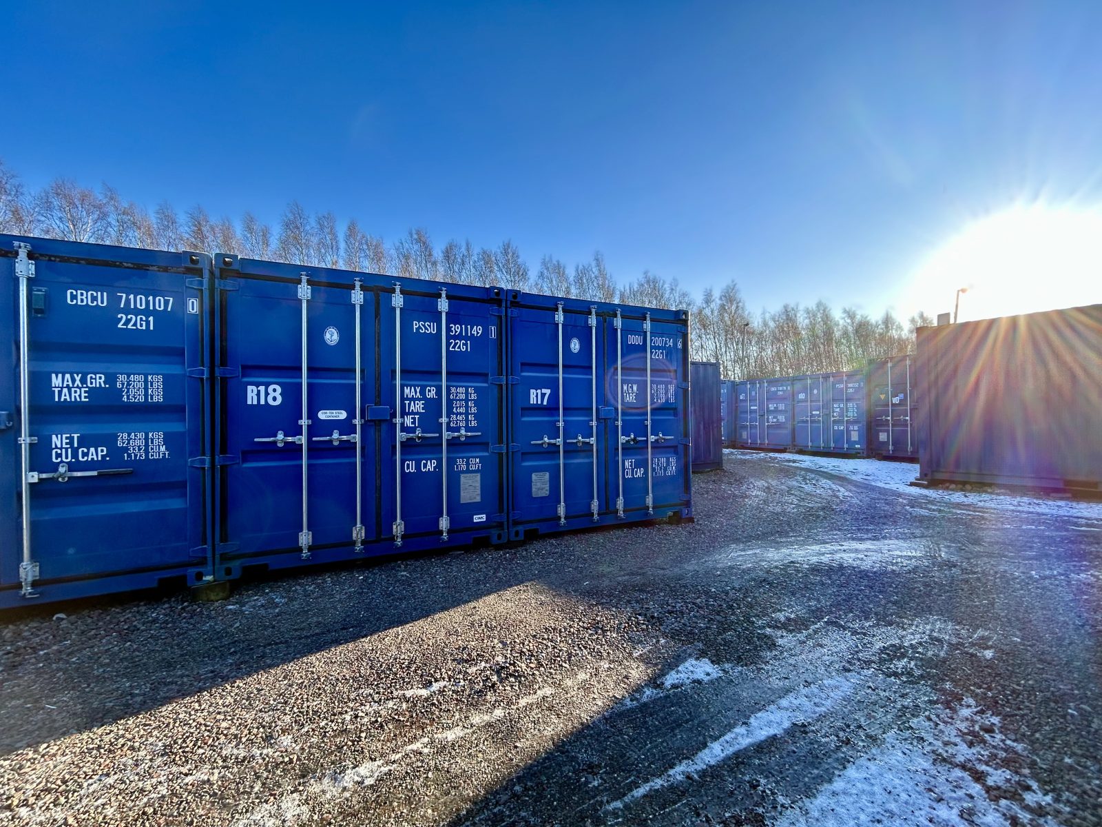 A self storage facility during winter