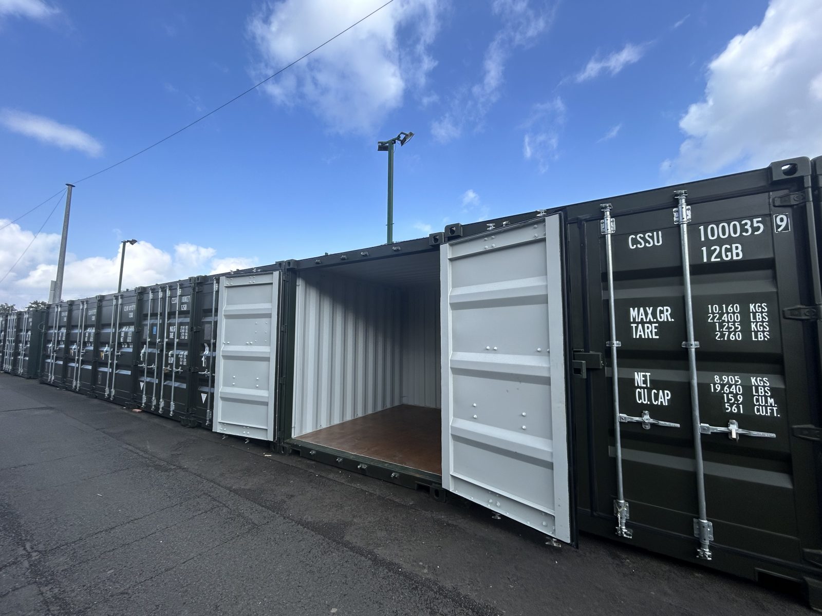 Half size shipping container storage unit