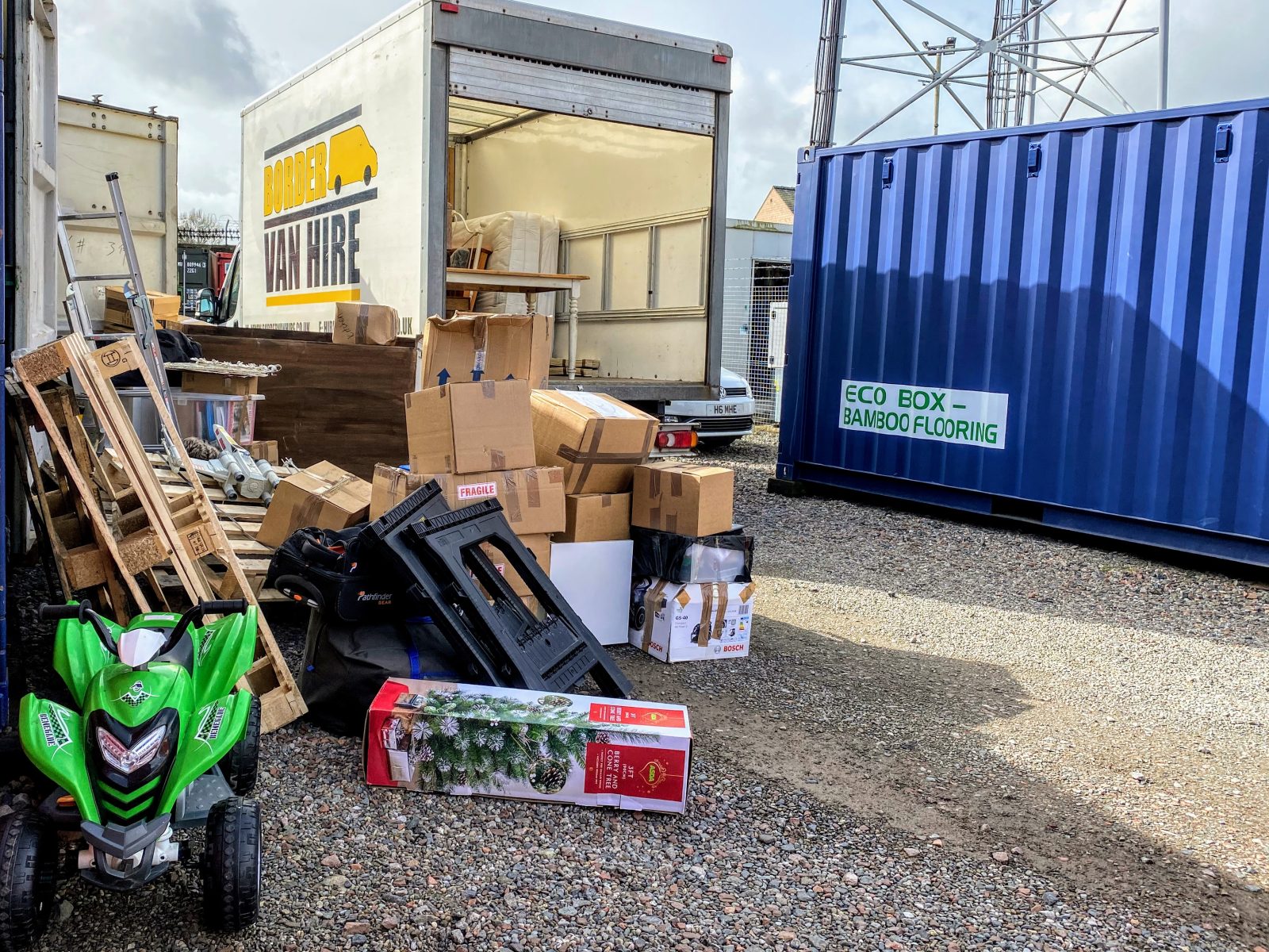 contents on the ground on a self storage facility
