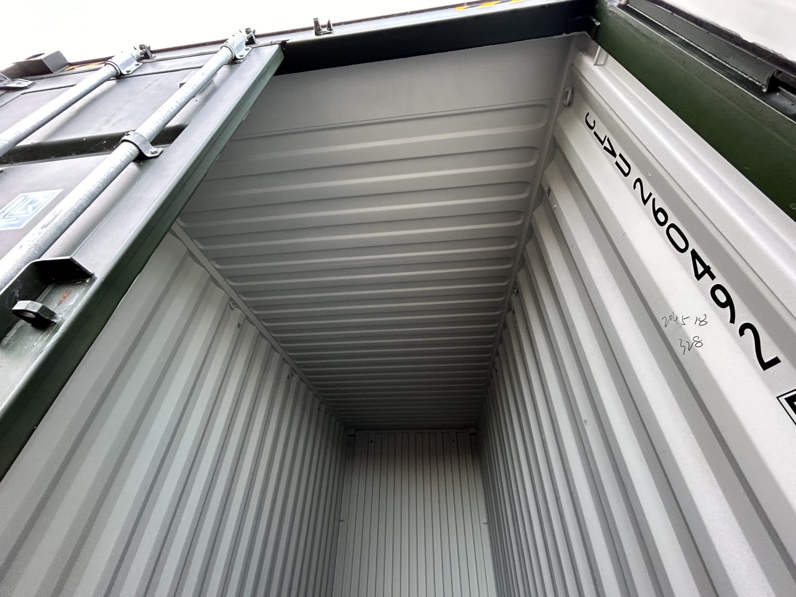 the interior of a large hi cube shipping container used for self storage